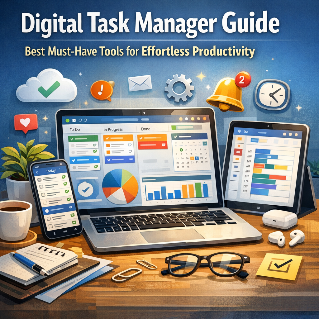 Illustration of Digital Task Manager Guide: Best Must-Have Tools for Effortless Productivity