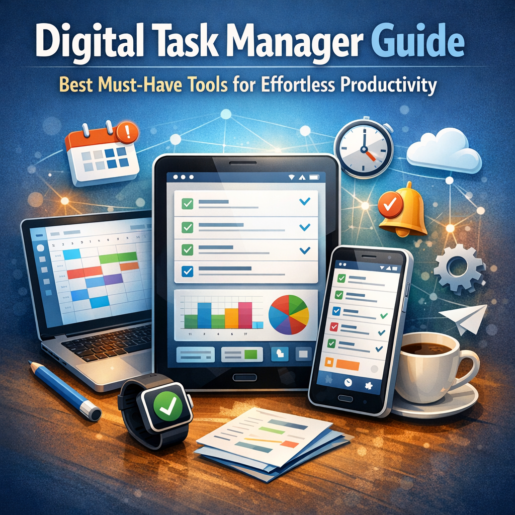 Illustration of Digital Task Manager Guide: Best Must-Have Tools for Effortless Productivity