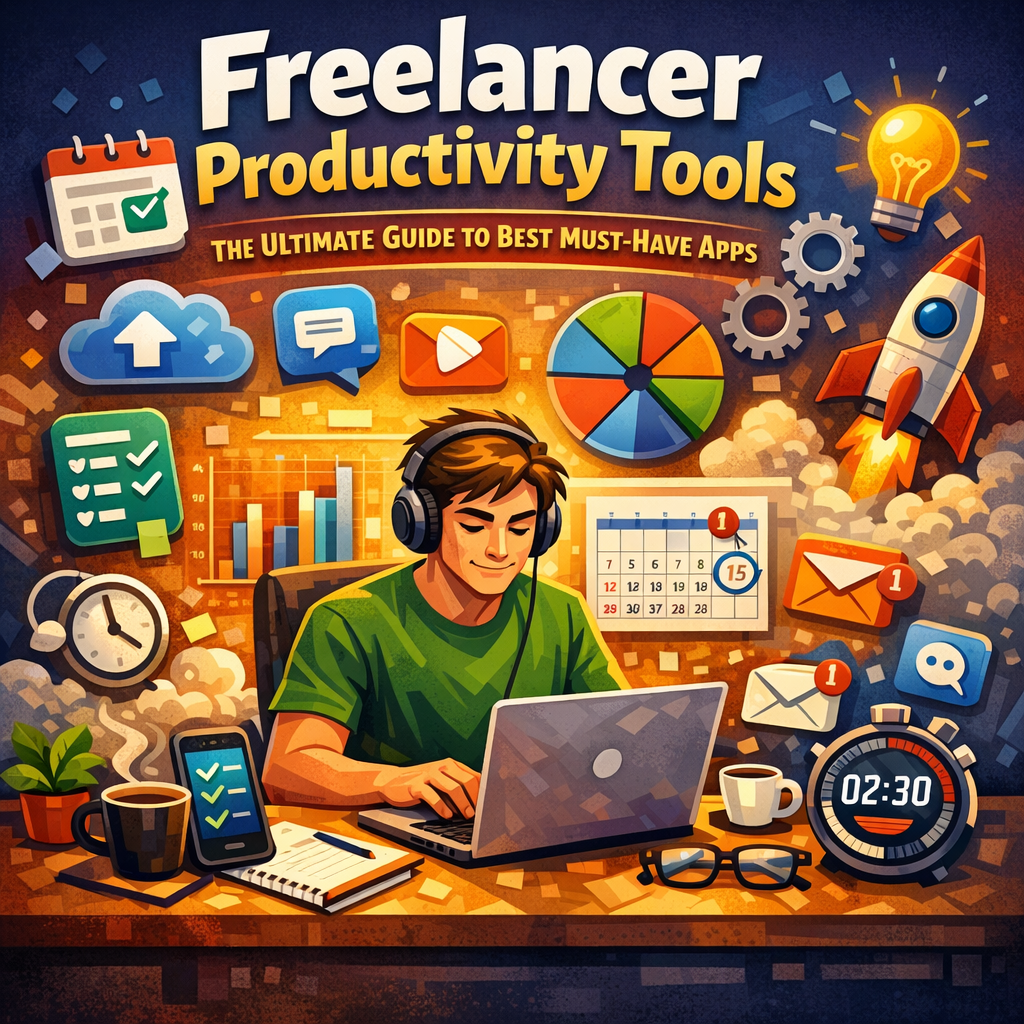 Illustration of Freelancer Productivity Tools: The Ultimate Guide to Best Must-Have Apps