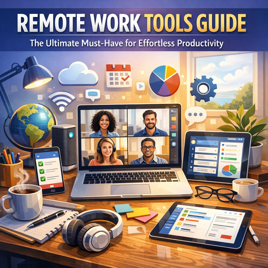 Illustration of Remote Work Tools Guide: The Ultimate Must-Have for Effortless Productivity