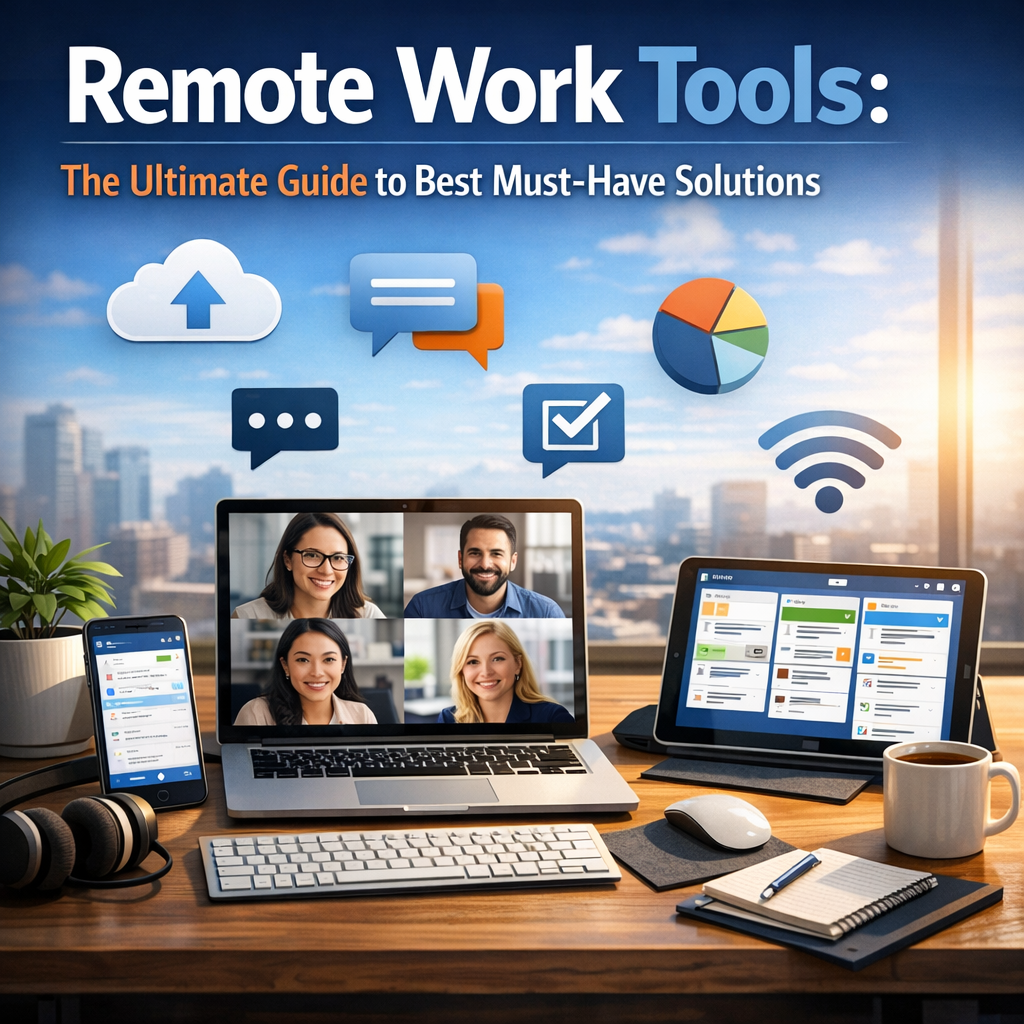 Illustration of Remote Work Tools: The Ultimate Guide to Best Must-Have Solutions